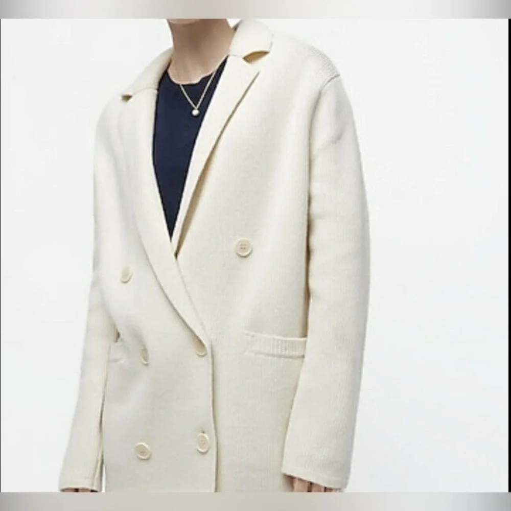 J.Crew Double Breasted Merino Wool Blend Sweater Blazer  M pristine condition